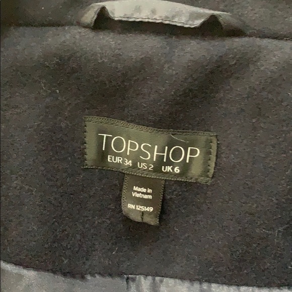 TopShop Longline Pea Coat Faux Fur Vest Navy Small - Picture 10 of 15